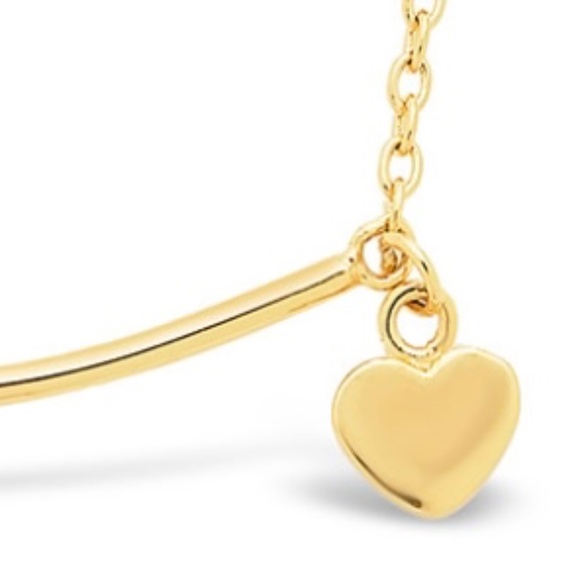 New Women’s 14K Gold Over Sterling Silver Polished Bar & Heart Necklace 16” - Picture 4 of 4